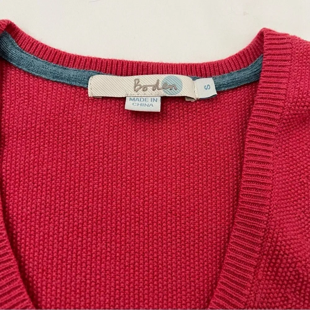 Boden Vneck wool blend split hem sweater pink women’s size S